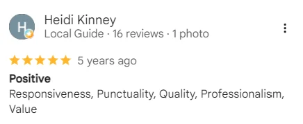Google review of A&A Island Services by Heidi Kinney: 5 star