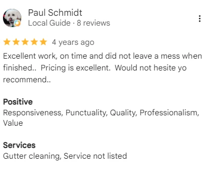 Google review of A&A Island Services by Paul Schmidt: Excellent work, on time and did not leave a mess when finished.. Pricing is excellent. Would not hesite yo